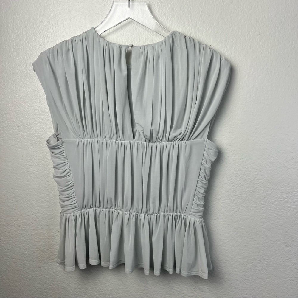 Express Crew Neck Ruched Peplum Medium Top NWT - Picture 7 of 10